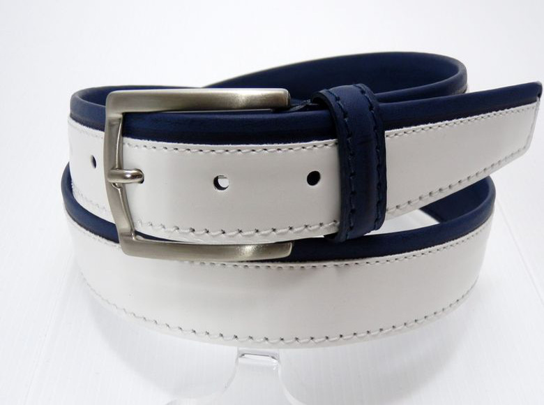 Cintura uomo vacchetta - bianco/blu - 35mm
